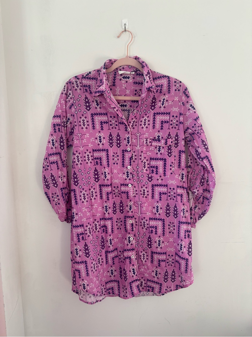 Julia Amory S Purple Floral Long Sleeve Mini Dress